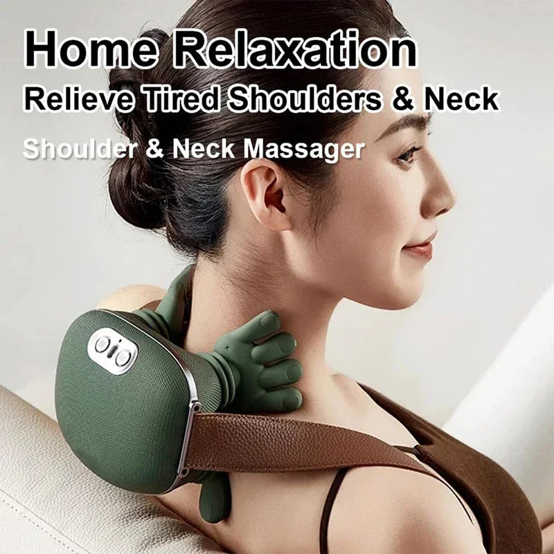 Bionic Neck Shoulder Massager Heated Back Massagers Electric Kneading Muscles Massage Pillow Neck Waist Leg Body ﻿3-Level Modes SleepClear