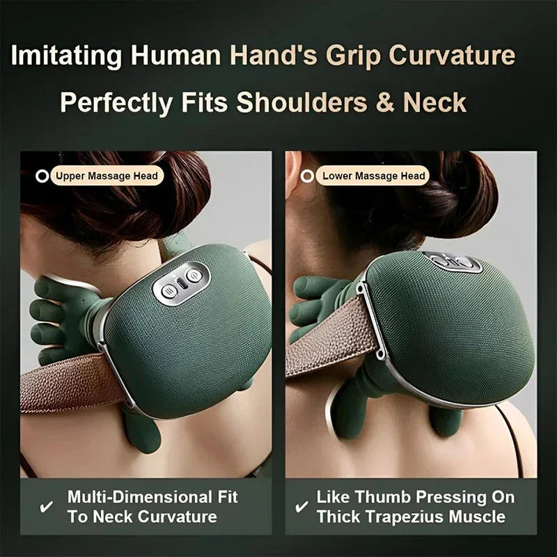 Bionic Neck Shoulder Massager Heated Back Massagers Electric Kneading Muscles Massage Pillow Neck Waist Leg Body ﻿3-Level Modes SleepClear